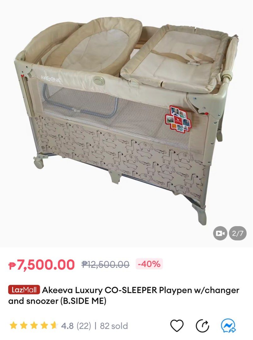 Akeeva Luxury Cosleeper crib on Carousell