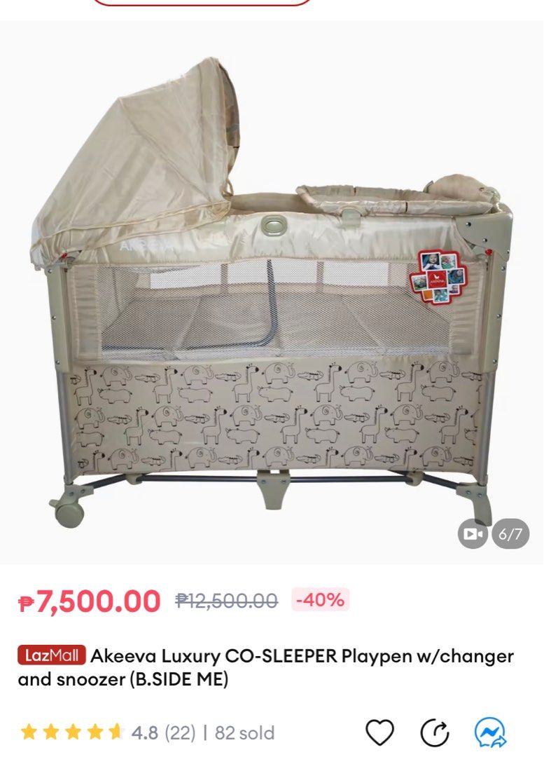 Akeeva Luxury Cosleeper crib on Carousell