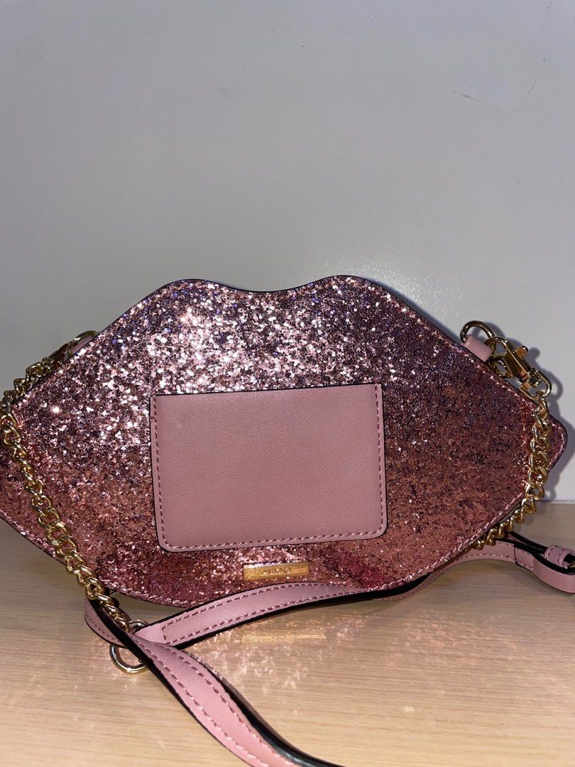 ALDO Lip shaped Pink Glitter Bag