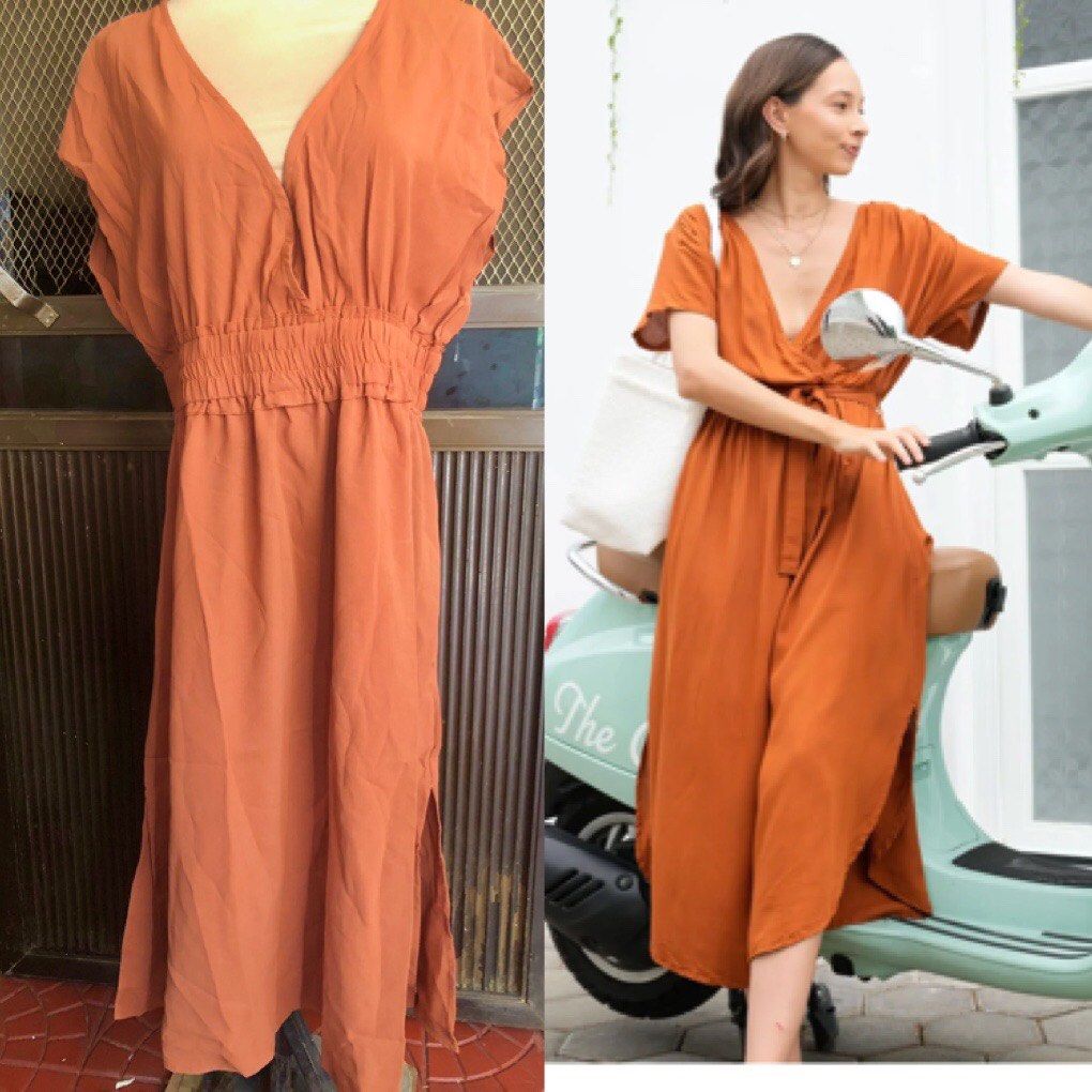 Amazon brand rust dress Women s Fashion Dresses Sets Dresses on Carousell