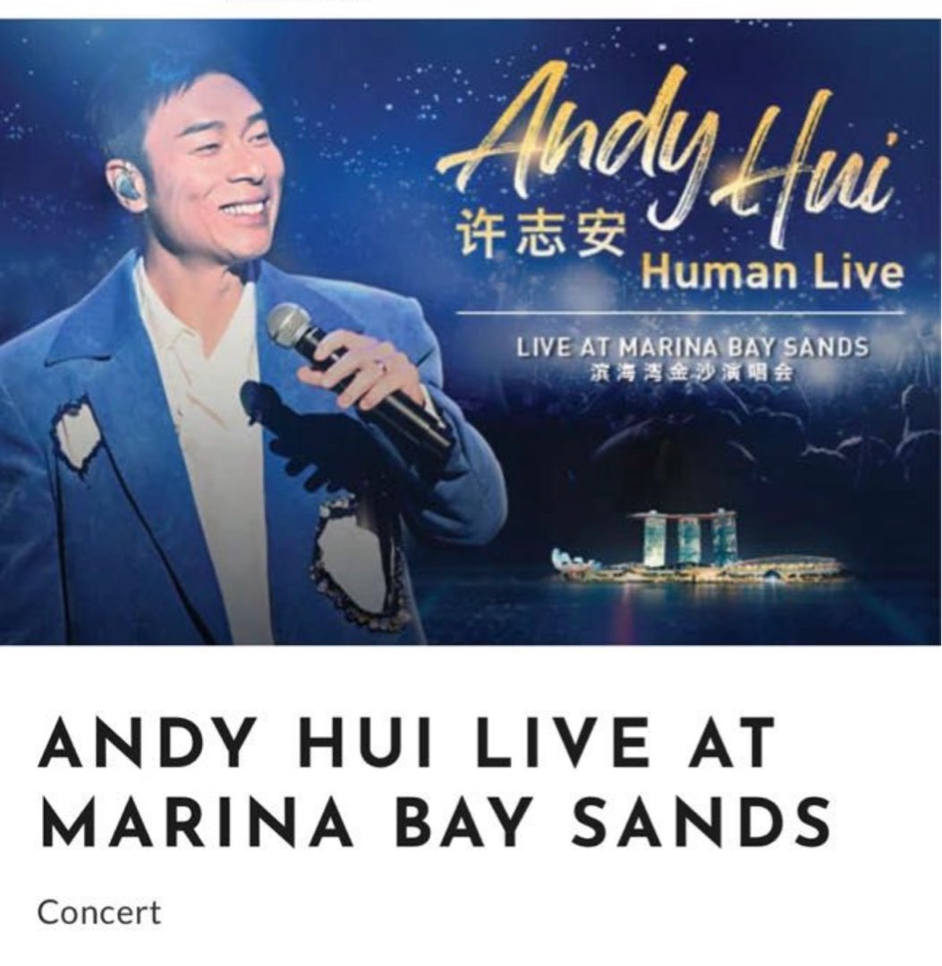 Andy Hui Concert VIP ticket, Tickets & Vouchers, Event Tickets on Carousell