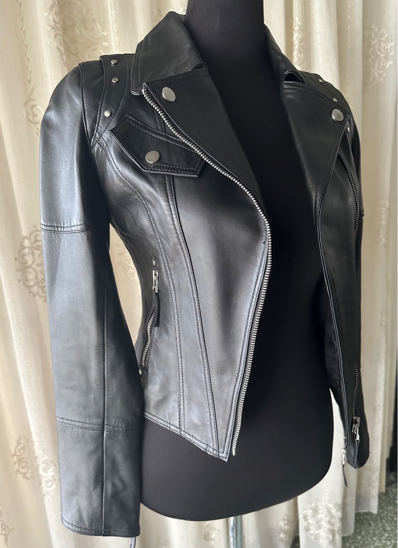 Armani Leather Jacket, Women's Fashion, Coats, Jackets and Outerwear on ...
