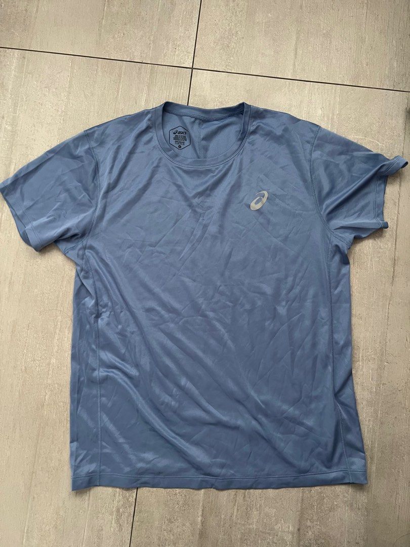 Asics blue drifit shirt, Men's Fashion, Activewear on Carousell
