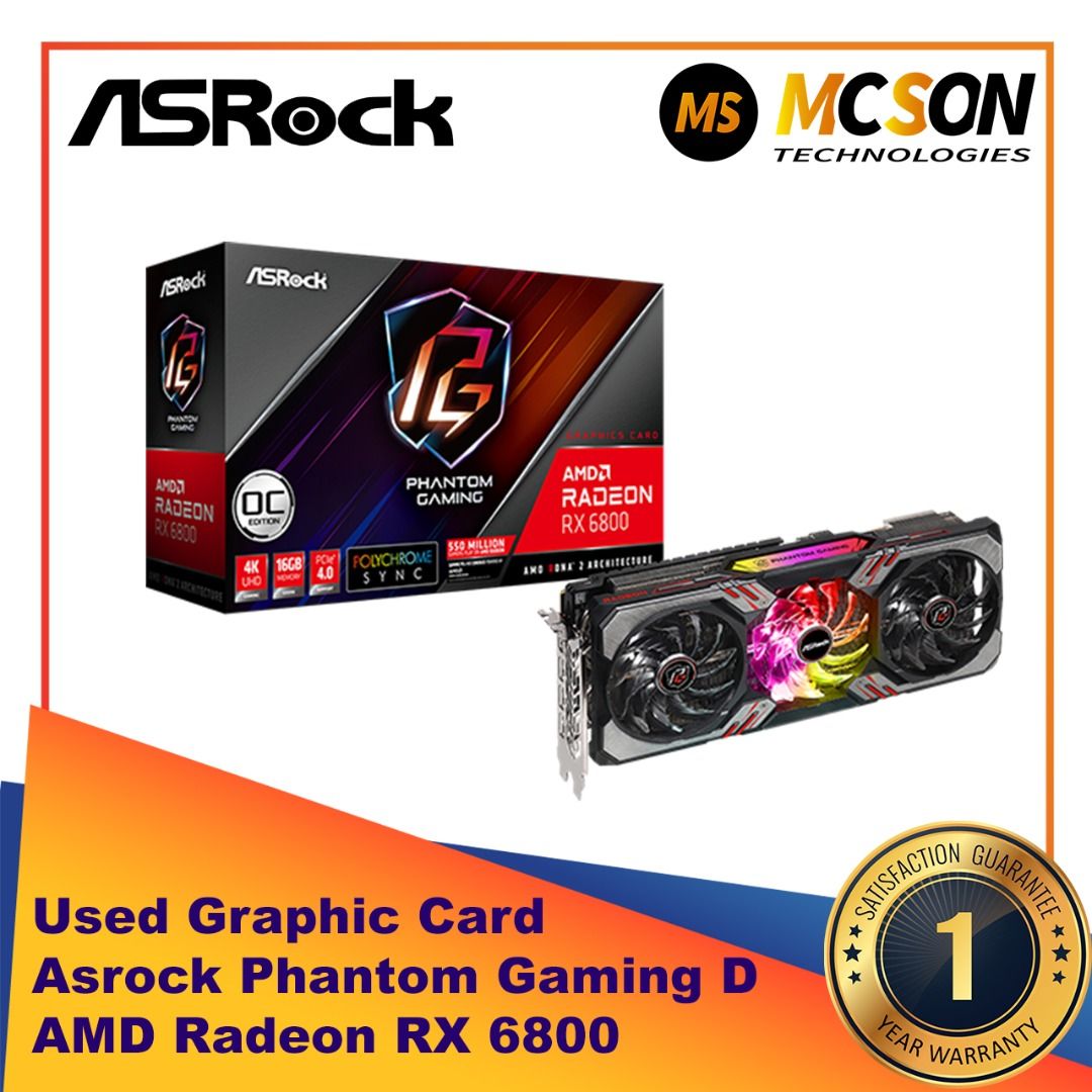 Asrock amd radeon rx 6800 phantom gaming d oc 16gb gddr6 sales