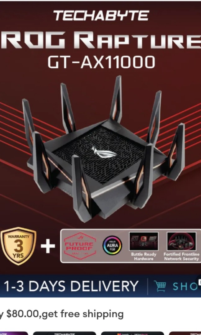 Asus Router ROG AX11000 (Warranty until 2025), Computers & Tech, Parts