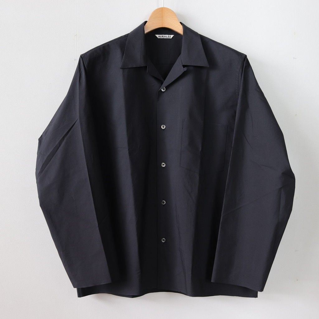 AURALEE SELVEDGE WEATHER CLOTH SHIRTS 開領長袖襯衫黑色, 他的時尚