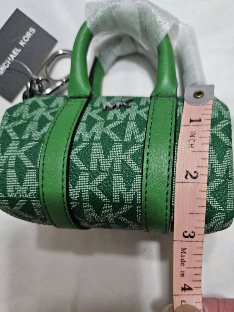 Michael Kors, Bags, Nwt In Box Green Palm Michael Kors Mini Micro Duffel  Fob Logo Leather Keychain