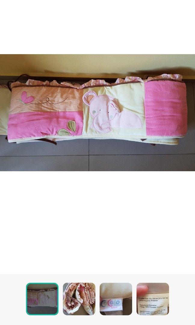 Baby cot elephant bumper Babies Kids Baby Nursery Kids
