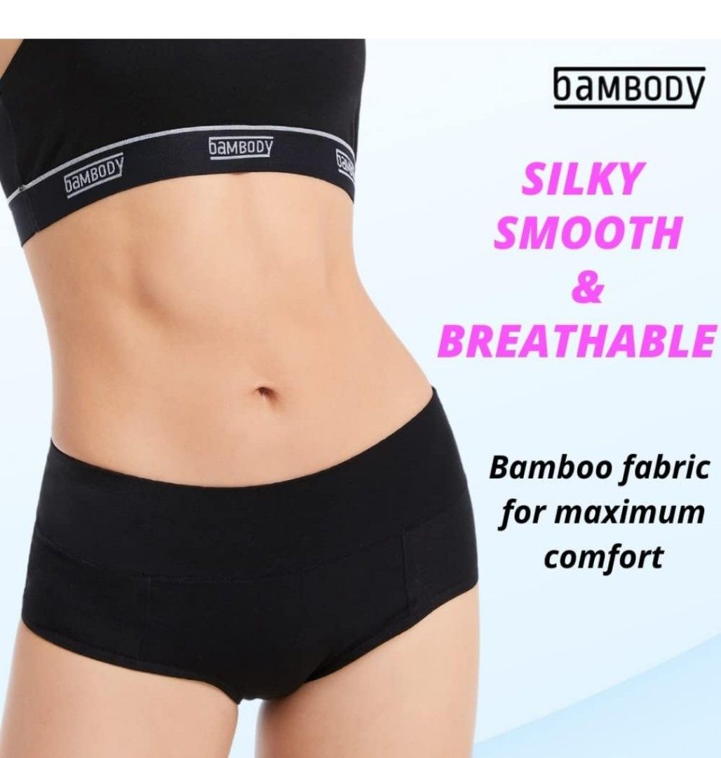 3) BAMBODY ABSORBENT BRIEF PROTECTIVE PERIOD UNDERWEAR BAMBOO SIZE