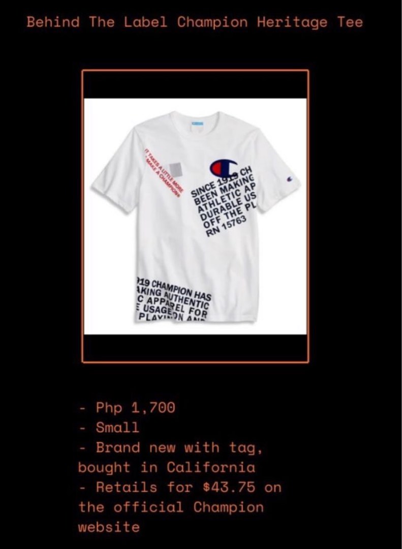 Champion t store shirt label