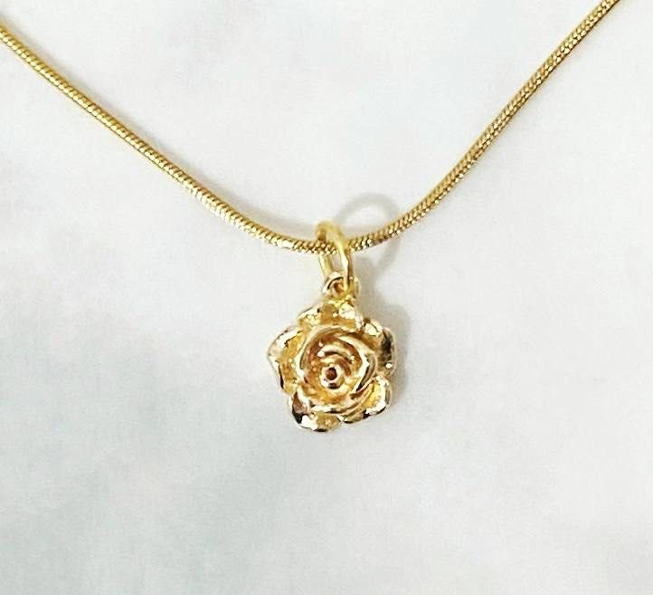 Real gold clearance rose pendant necklace