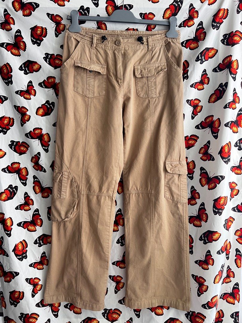 BNWT brandy melville navy / light brown kim cargo pants, 女裝, 褲＆半截裙, 牛仔褲