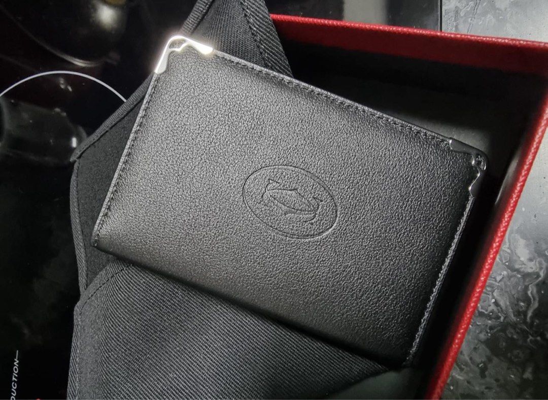 Brand New Authentic Cartier Black Calfskin Leather Bi Fold Small