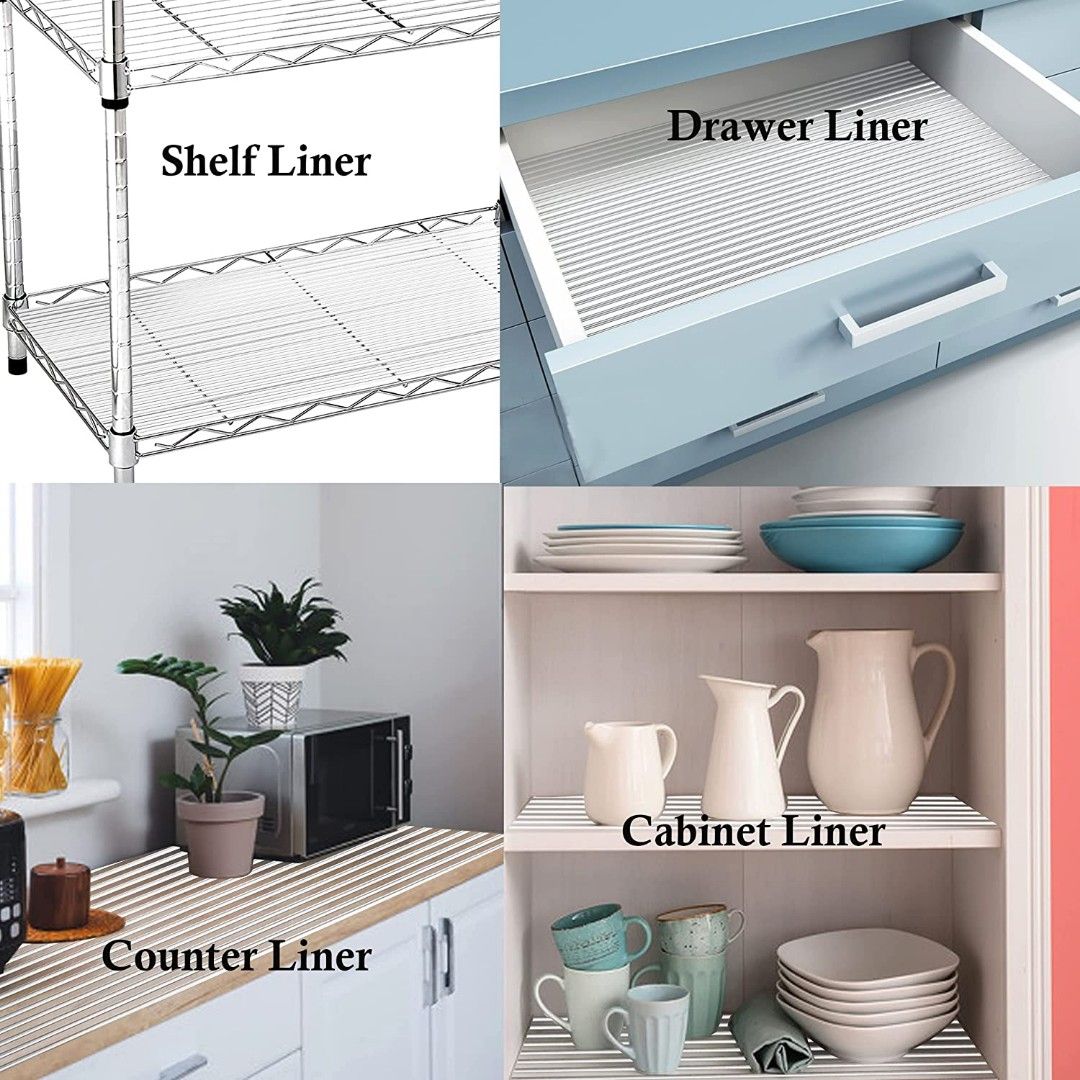 Shelf Liners for Kitchen Cabinets 15 Inch X 20 FT Non Adhesive Cabinet  Drawer Liners Non Slip Waterproof Refrigerator Liners for Shelves Washable