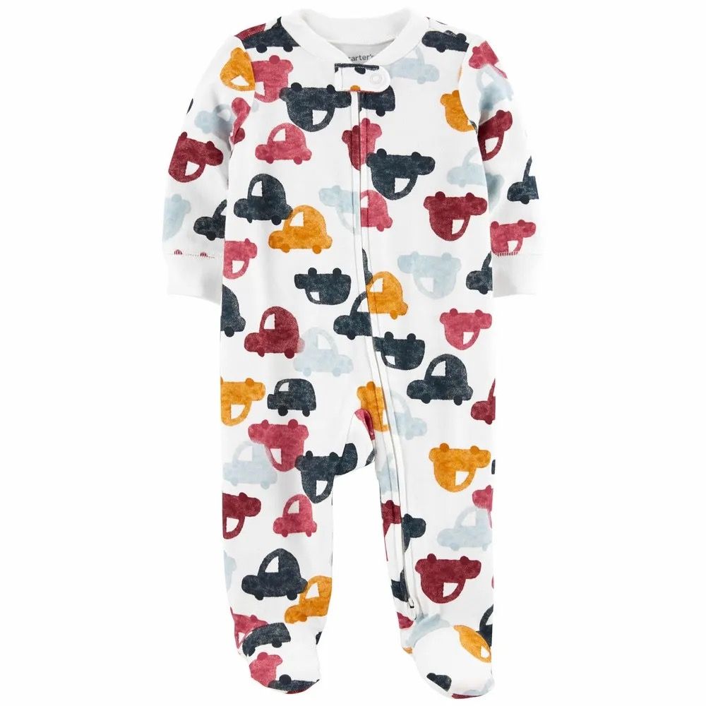 Carter Baby Cars 2 Way Zip Cotton Footie Sleep Play Onesie
