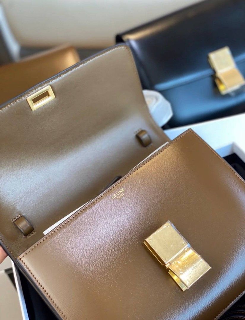 Celine box classic medium size 24cm in Camel color calfskin materials Fesyen Wanita Tas Dompet di Carousell