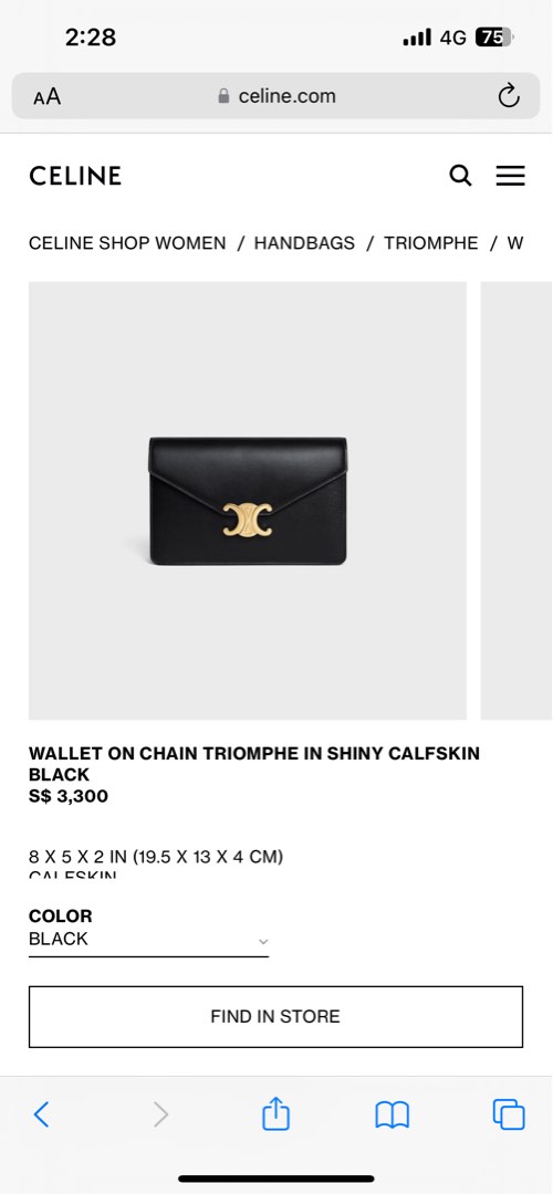 Celine new Wallet on chain 🔥, Luxury, Bags & Wallets on Carousell