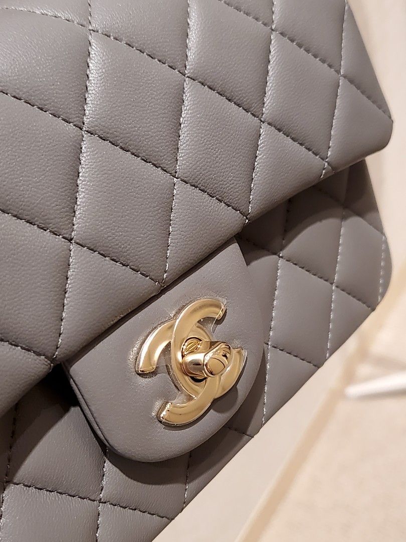 Chanel Mini Flap with Top Handle Lambskin, 22A Gray with LGHW, Luxury, Bags  & Wallets on Carousell