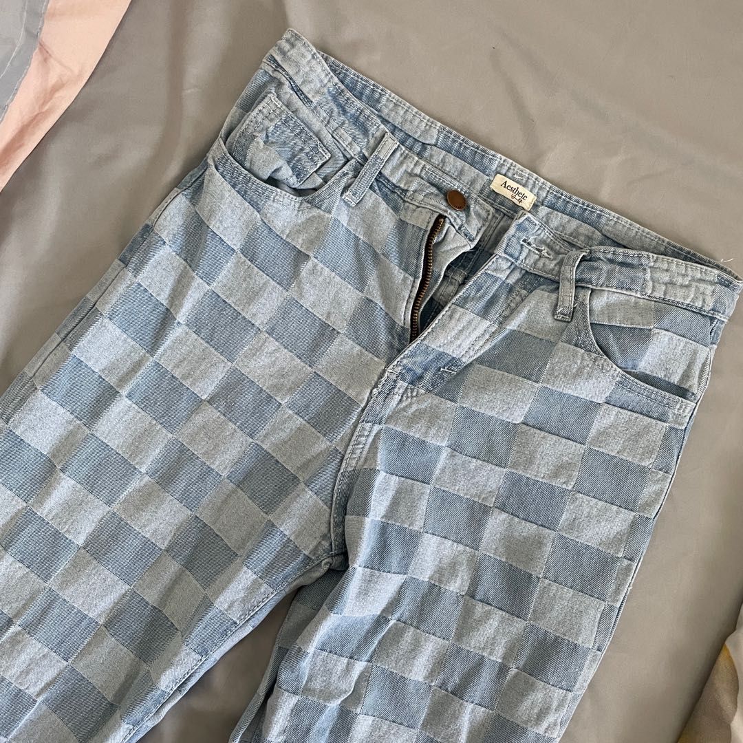 Checkerboard Jeans / CheckerBoard Pants / High wait Baggy Jeans on ...