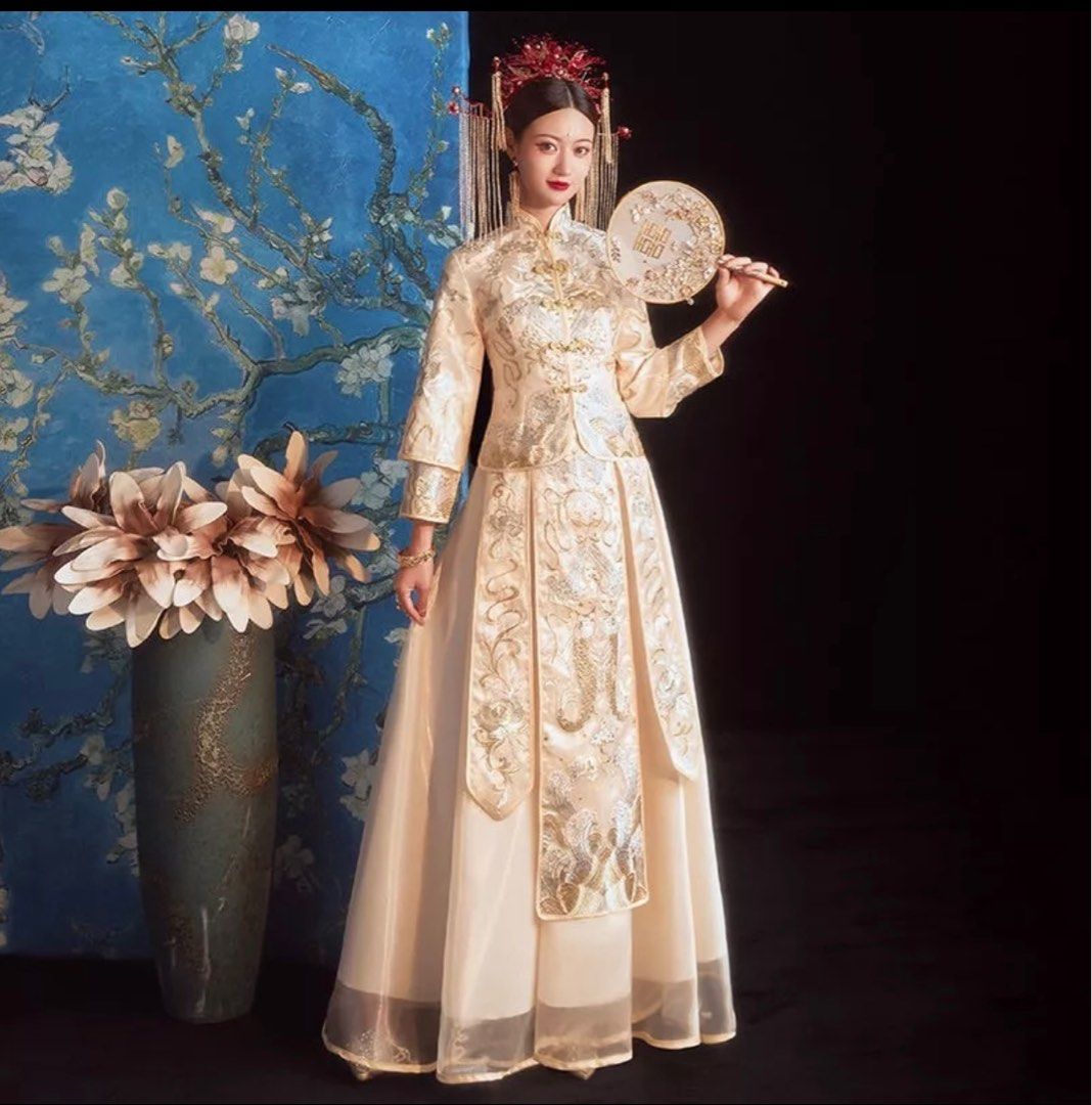 Buy Traditional Han Chinese Wedding Dress Bridal Dress Hanfu Wedding Dress  Qun Kwa Xiuhe Dress Red Wedding Dress Empress Customisable Online in India  - Etsy