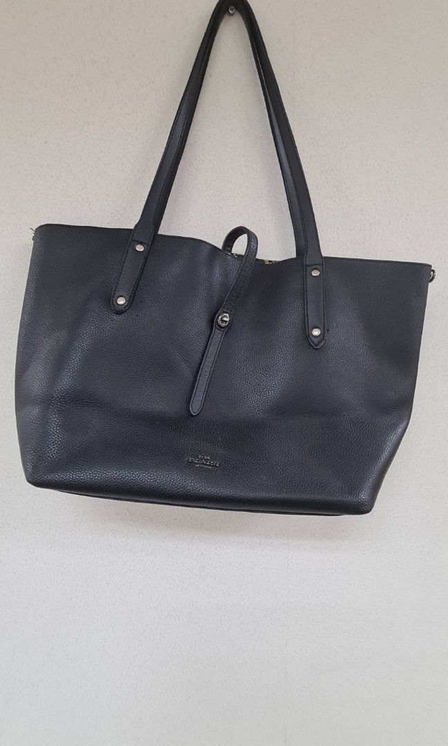 Large Pebble Black Leather Tote Bag for Women Large Black 