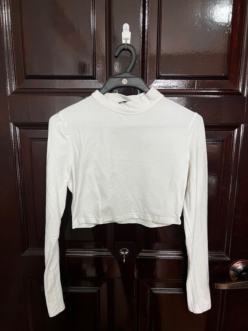 White mock neck top long sleeve outlet