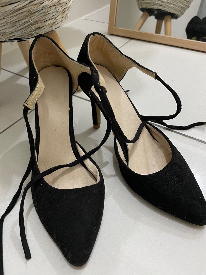 Black online string heels