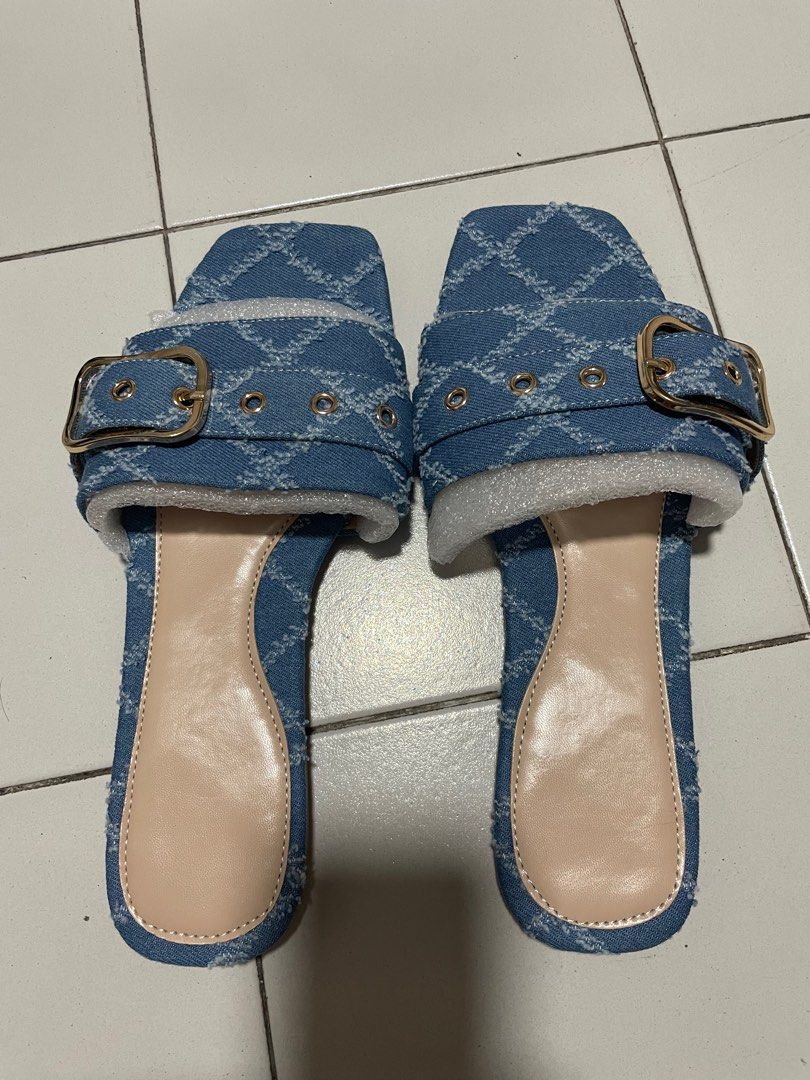 Denim ladies sandals jeans flats shoes Men s Fashion Footwear
