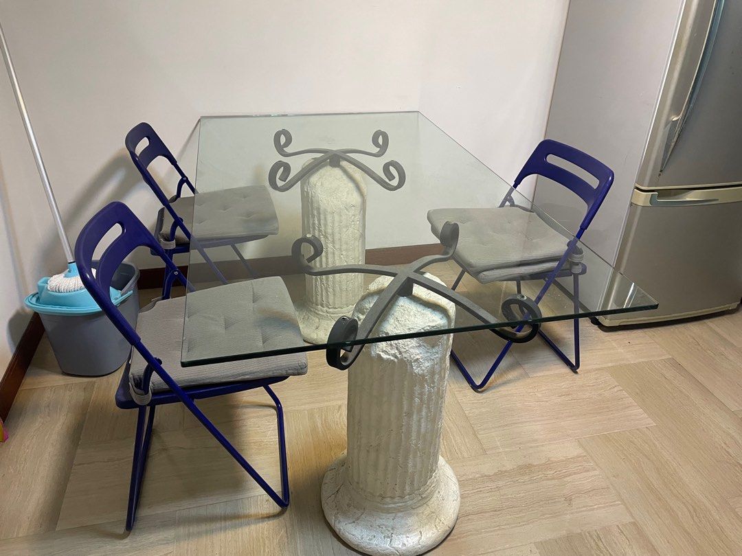 Dining Table Set (Category: Tables & Sets) located in Singapore. Submitted by possiblebargain_ (Listing ID 1239614385, Image 1). Description: Dining table dimensio 160 cm x 90 cm. Comes with 4 seats. Collection at Tanah Merah. .