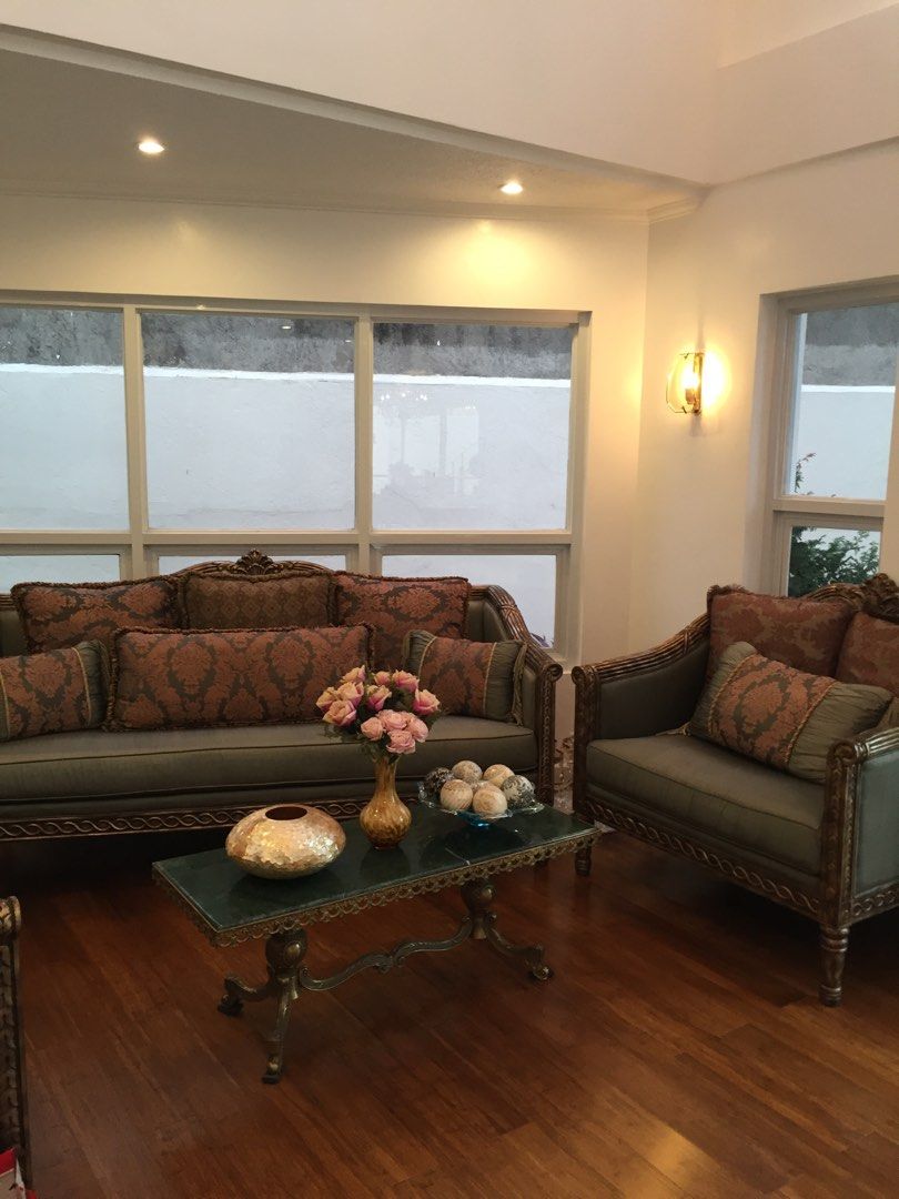 Elegant Classic Authentic Italian Sofa Set (3 pcs) (Category: Sofas) located in Bacoor. Submitted by rizza.rizza2 (Listing ID 1239541453, Image 3). Description: Well loved, very elegant classic Italian sofa set Authentic, imported from Italy 3 pcs - 2 seater, 3 seater and 1 seater sofas Includes matching accent pillows (Mirror and center table not included) Premium hard wood, good foam condition Minor water stains on the sides of one of the sofas