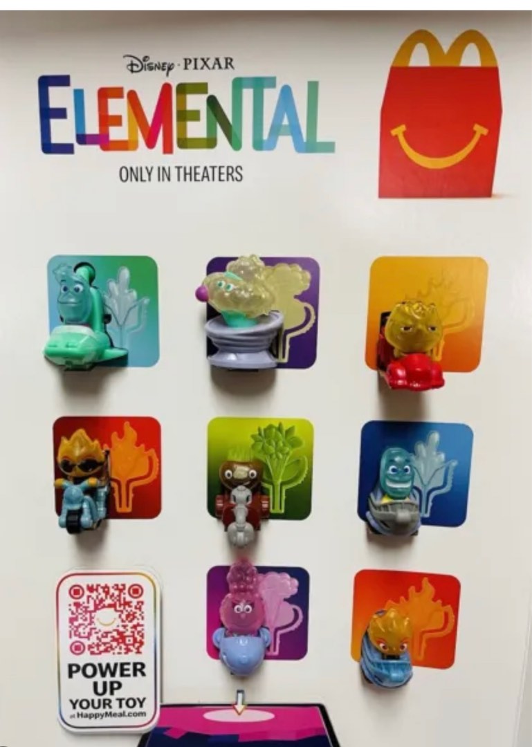 Elemental Disney Pixar McDonald's full set of 8 with happy meal box