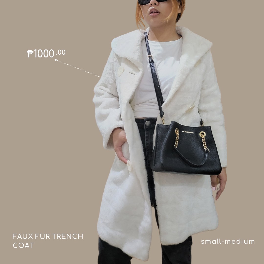 Faux Fur Trench Coat on Carousell