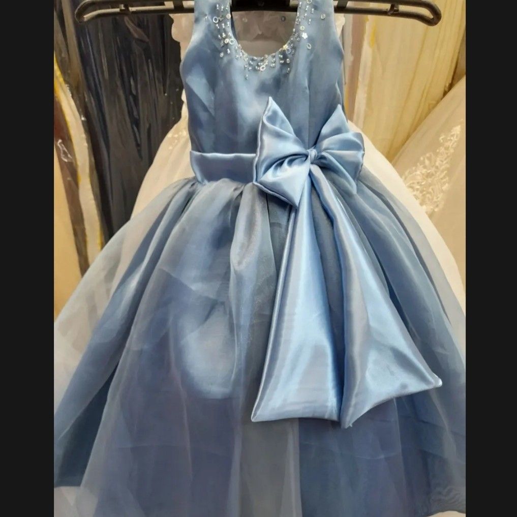 Flower Girl Dusty Blue Dress Gown Wedding, Babies & Kids, Babies & Kids