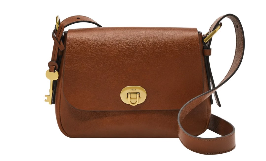 Fossil Harper Small Flap Crossbody Shoulder Bag in Saddle Brown