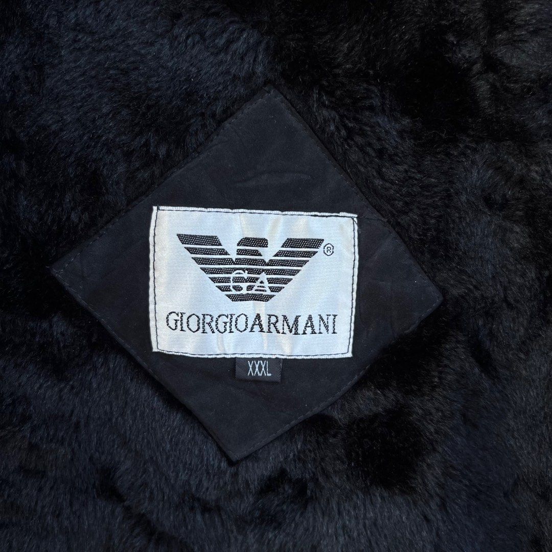 Armani Black Nylon Jacket Fur Lining, Men's Fashion, Coats