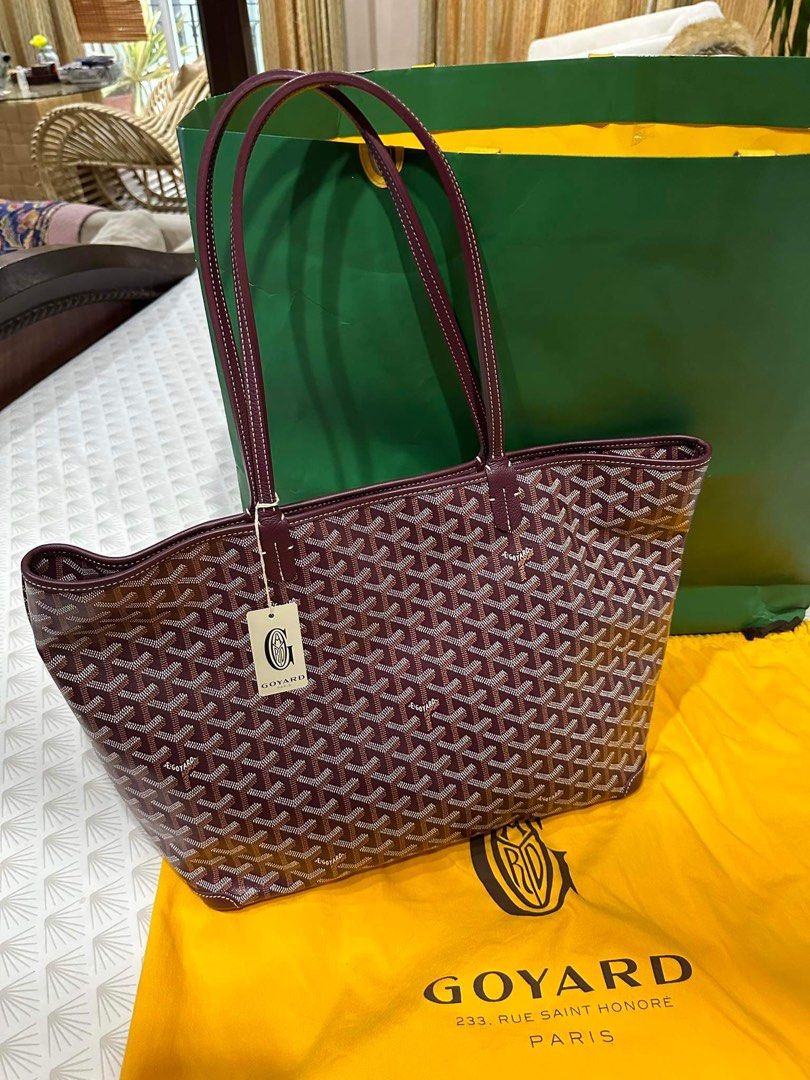 Goyard Artois Green PM Tote Bag. With initials HRA, Luxury, Bags & Wallets  on Carousell