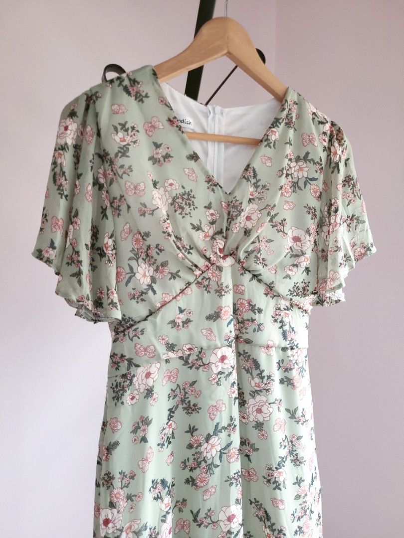 Chiffon Floral Dress in Aqua Green main image 0