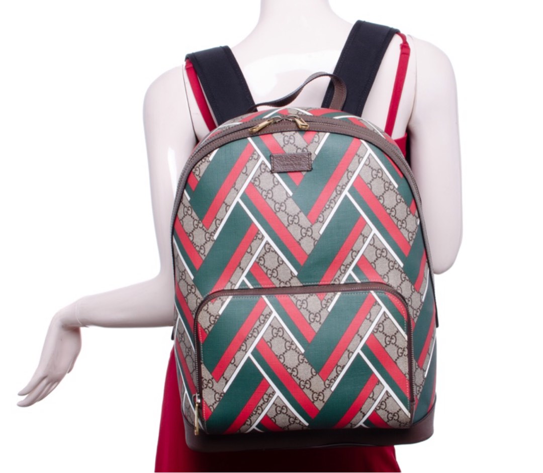 GUCCI Supreme Monogram Chevron Beige Green Red Backpack Luxury Bags Wallets on Carousell