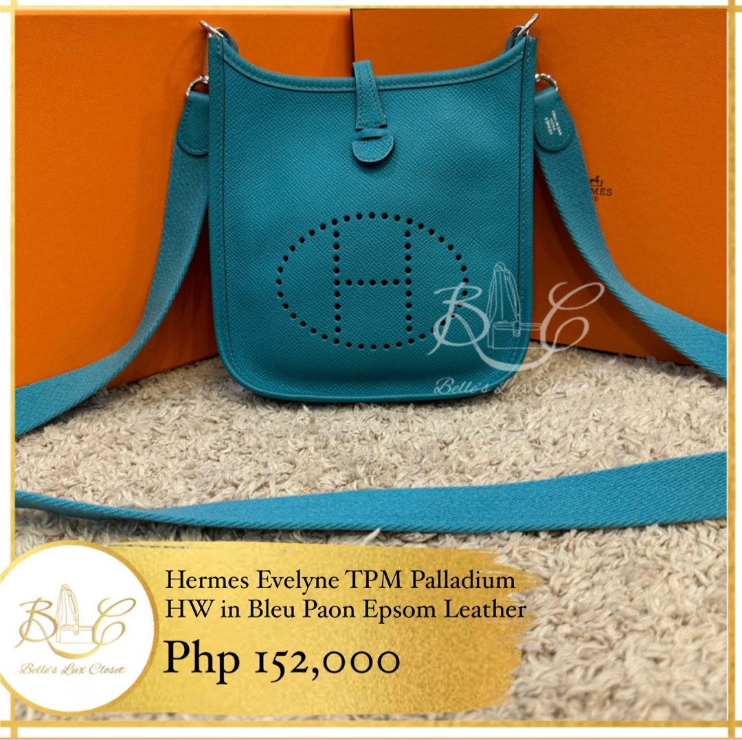 Hermès Bleu Paon Evelyne III TPM of Epsom Leather with Palladium