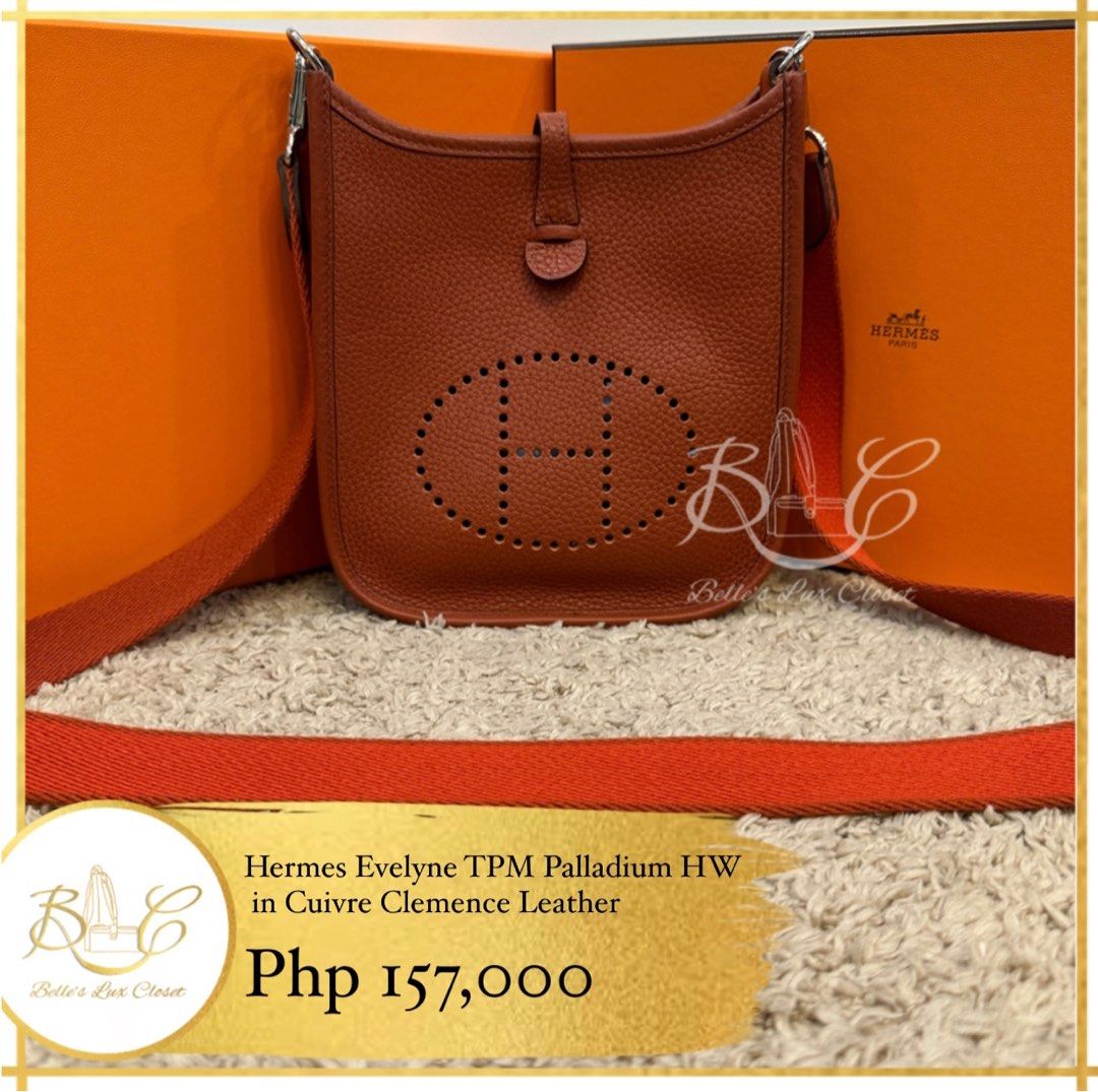 NEW Hermes Evelyne Mini Tpm Cuivre Clemence Ghw, Luxury, Bags & Wallets on  Carousell