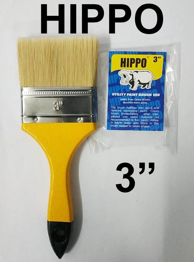 HIPPO PAINT BRUSH 3" WHITE BRISTLE 3