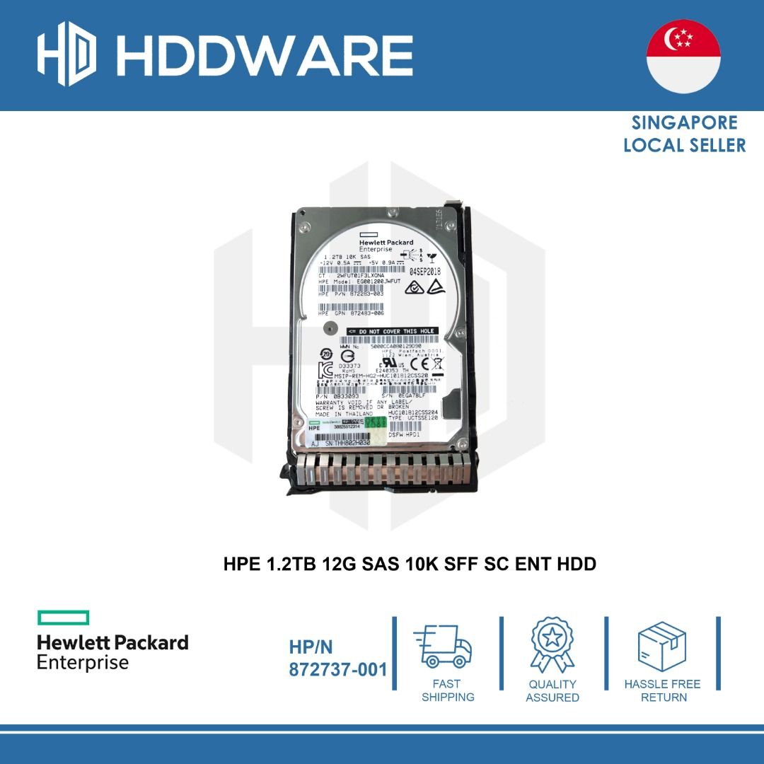 HP 872479-B21 1.2TB 10K SAS 2.5" Enterprise HDD – 12G, Hot Swap, With Tray