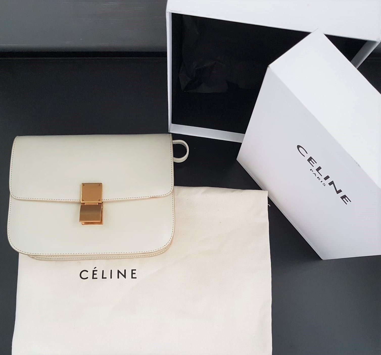 In-Vogue Celine Box Flap Bag, Paris, FRANCE, Pearl Colour, Luxury
