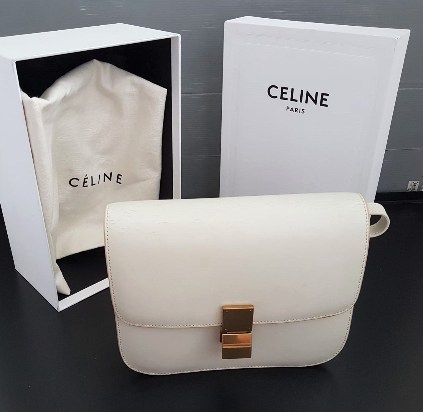 In-Vogue Celine Box Flap Bag, Paris, FRANCE, Pearl Colour, Luxury  Accessories, Made in ITALY, Shoulder Bag, Sling Bag, Cross Body, Size 9.5  by 8