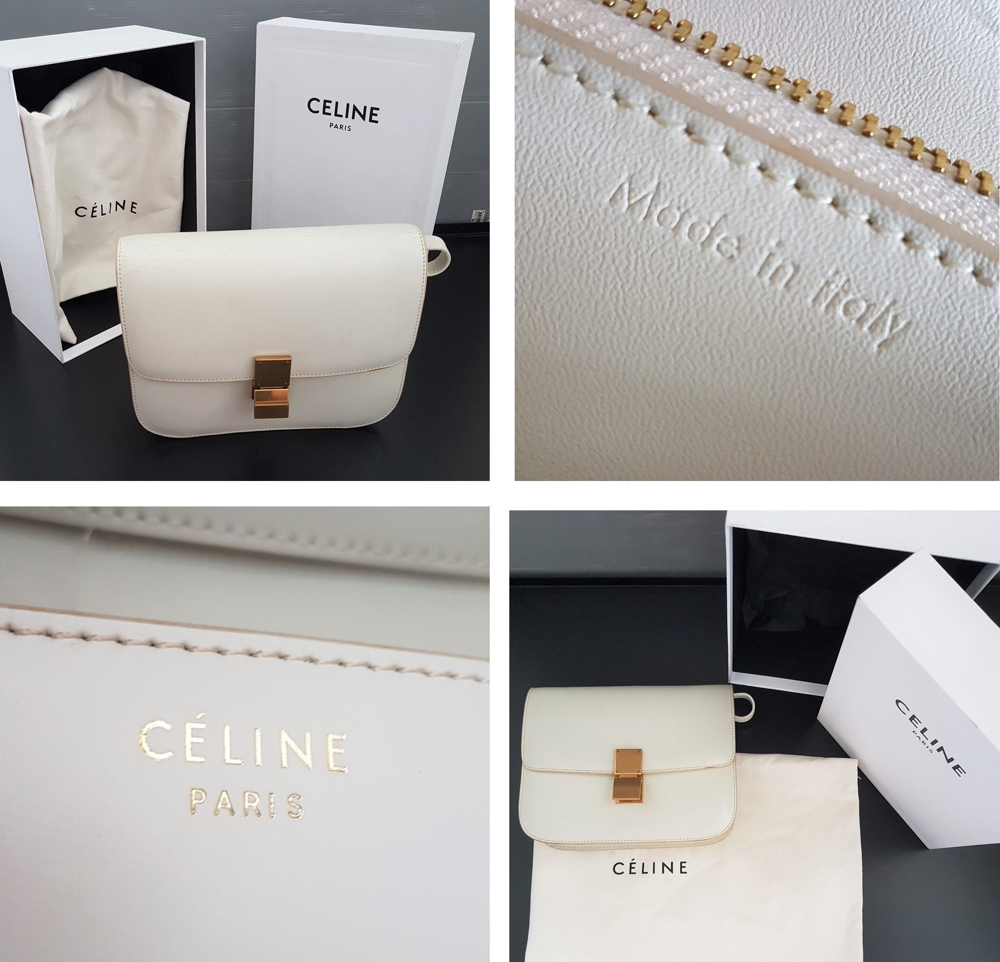 In-Vogue Celine Box Flap Bag, Paris, FRANCE, Pearl Colour, Luxury