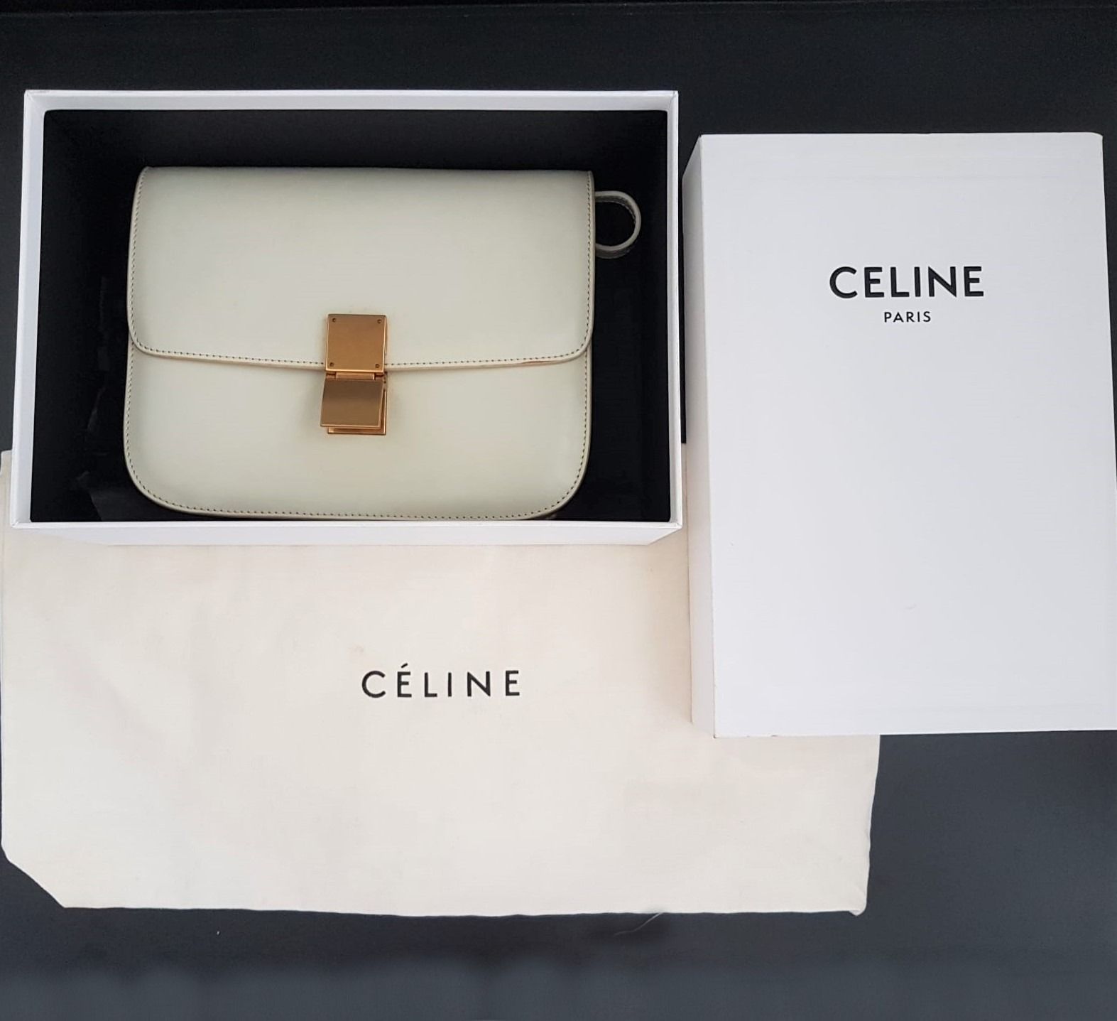 In-Vogue Celine Box Flap Bag, Paris, FRANCE, Pearl Colour, Luxury  Accessories, Made in ITALY, Shoulder Bag, Sling Bag, Cross Body, Size 9.5  by 8