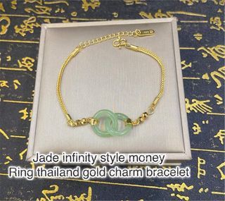 Jade infinity style money ring Thailand gold bracelet