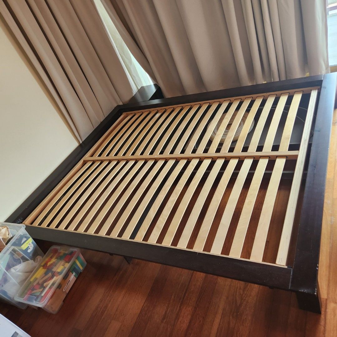 Japanese Style Queen-Size Bed Frame W/ 2 Pull-Out Drawers, Furniture & Home  Living, Furniture, Bed Frames & Mattresses On Carousell
