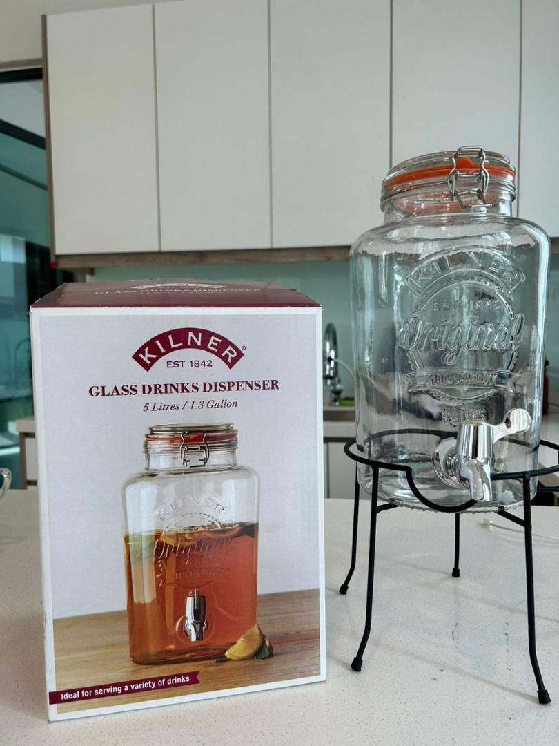 KILNER Glass Drinks Dispenser 5 Litres, TV & Home Appliances, Kitchen