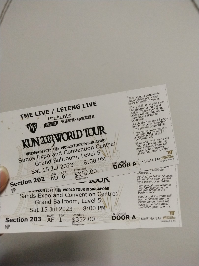 KUN 2023 WORLD TOUR SG, Tickets & Vouchers, Event Tickets on Carousell